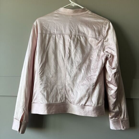 Sigrid Olsen Women Jacket Size 8 Pink Silk Button Snaps Barbie Beach Vacation - Picture 2 of 15